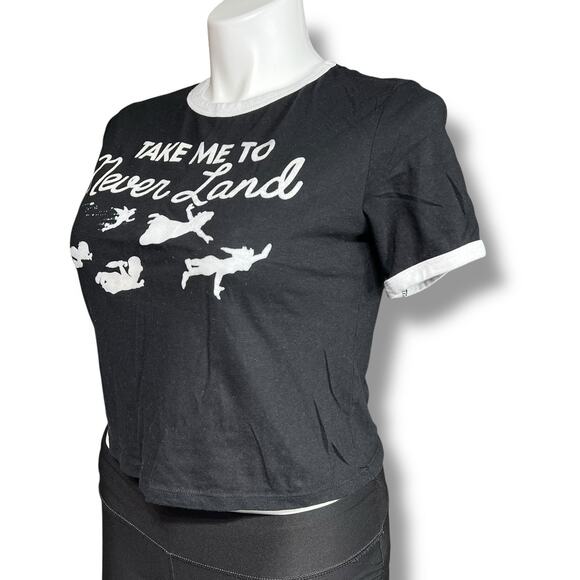 Disney Womens Peter Pan Tinker Bell Take Me To Neverland Crop Top T Shirt XL - Picture 5 of 6
